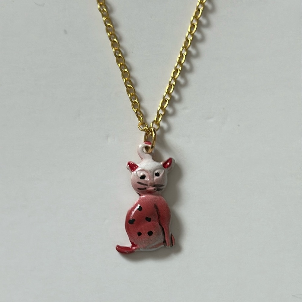 Unique Vintage Cat Necklace #693 Handmade by Violette Grace